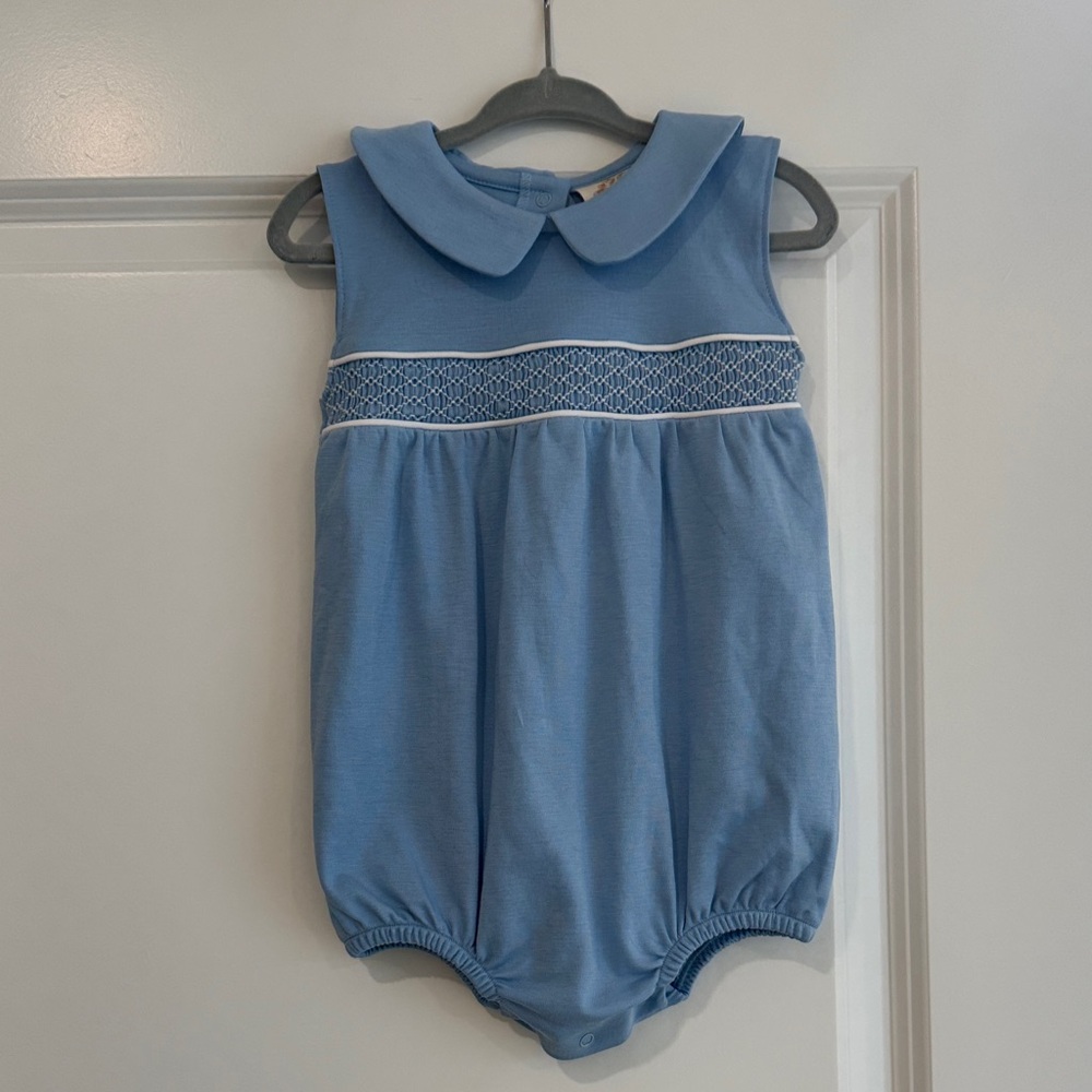 The Beaufort Bonnet Company Sky Blue Sleeveless Peter Pan Romper